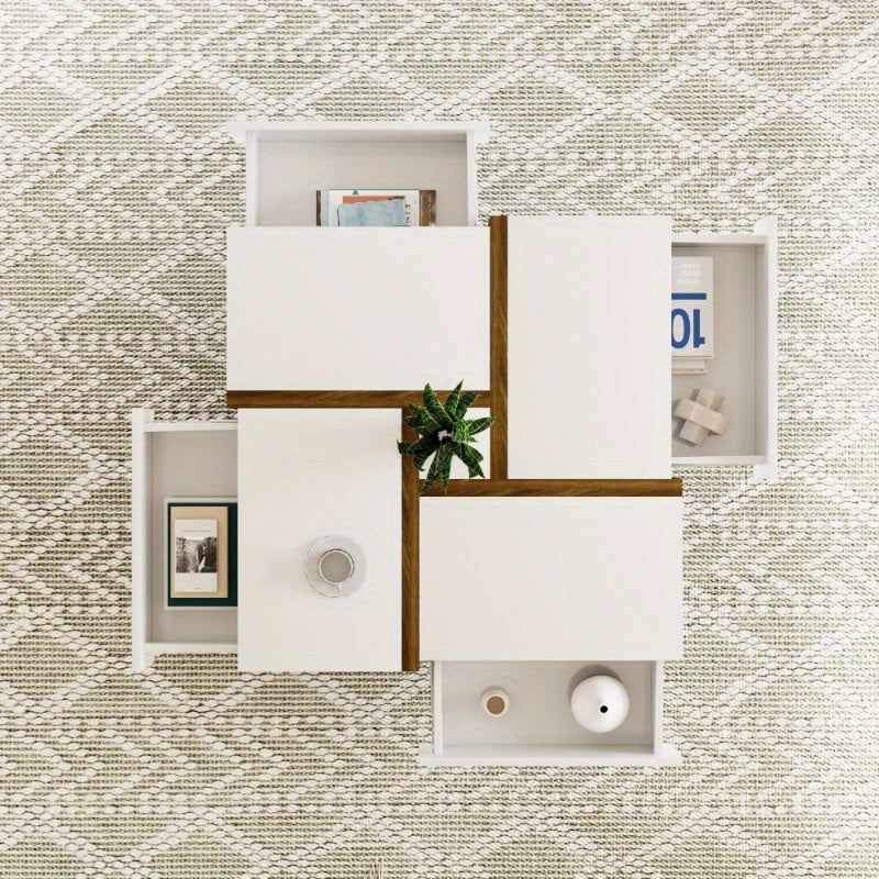 Salontafel – Koffietafel – Woonkamertafel – Bijzettafel – Tafeltje – Modern Hoogglans Wit – 4 Laden Opbergruimte – 78x78x34,8 cm – Duurzaam Stijlvol Design