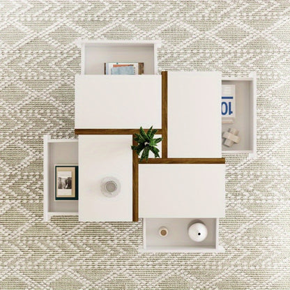 Salontafel – Koffietafel – Woonkamertafel – Bijzettafel – Tafeltje – Modern Hoogglans Wit – 4 Laden Opbergruimte – 78x78x34,8 cm – Duurzaam Stijlvol Design