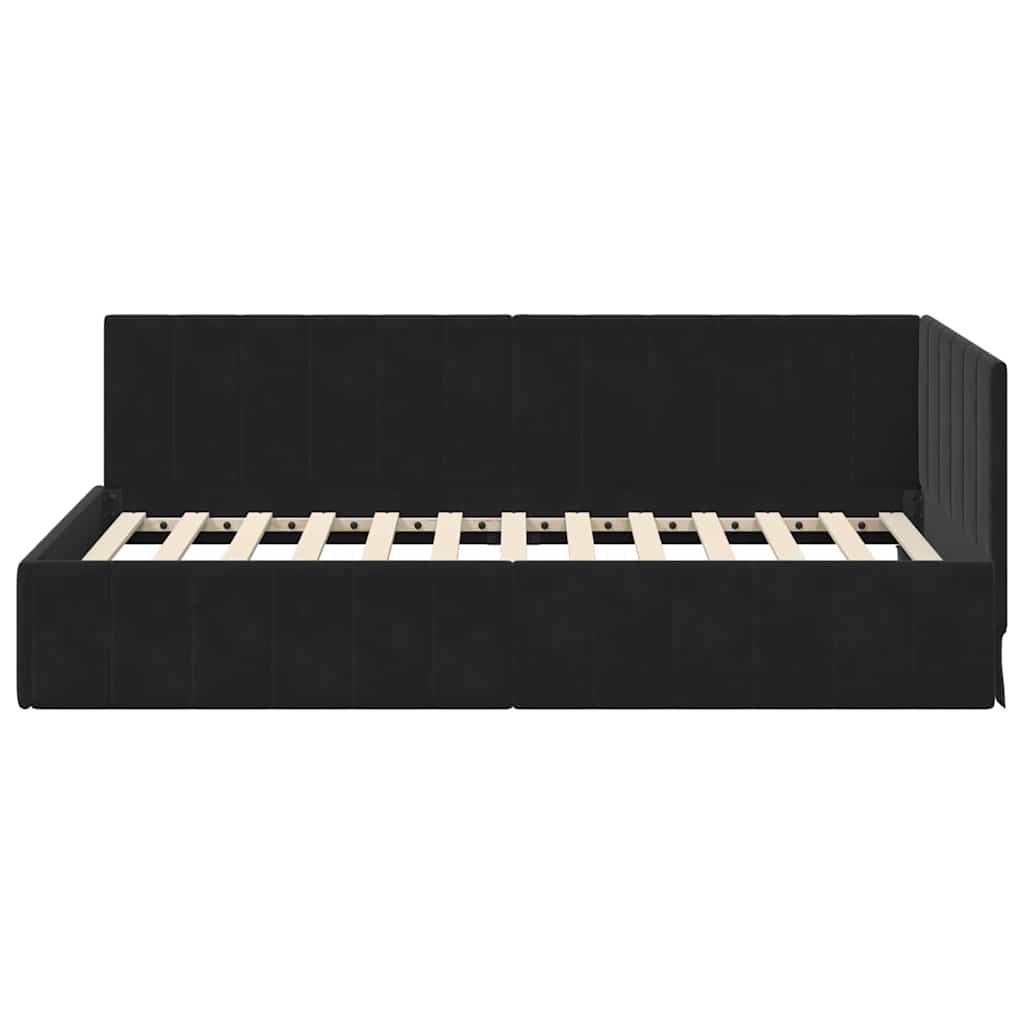 Bedframe – Bedombouw – Ledikant – Eenpersoonsbed – Slaapmeubel – Blauw Velvet Hoofdbord – 100x200 cm Verlijmd Hout