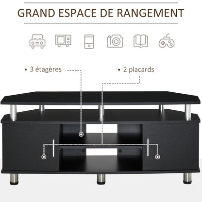 TV Meubel – Tv Kast – Tv Dressoir – Entertainmentmeubel – Mediameubel – Zwart Metaal – Opbergruimte Met 2 Deuren En Open Plank – Afmeting 120x40x52 cm