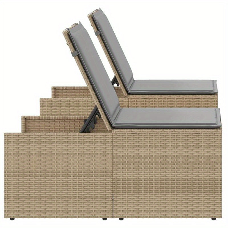 Loungestoel – Tuinstoel – Balkonstoel – Relaxstoel – Loungebank – Beige Poly Rattan – Ergonomisch Design – Weerbestendig