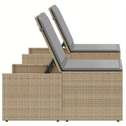 Loungestoel – Tuinstoel – Balkonstoel – Relaxstoel – Loungebank – Beige Poly Rattan – Ergonomisch Design – Weerbestendig