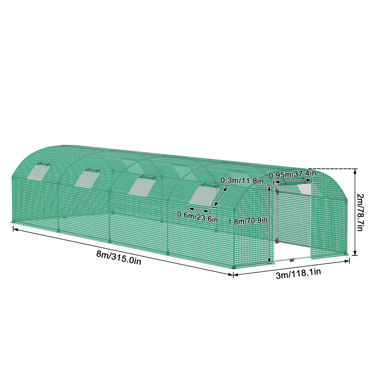 Greenhouse for the Garden, Tomato House with Windows, UV Resistant, with Galvanized Steel Frame and Mosquito Net, Green