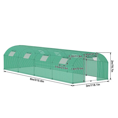 Greenhouse for the Garden, Tomato House with Windows, UV Resistant, with Galvanized Steel Frame and Mosquito Net, Green