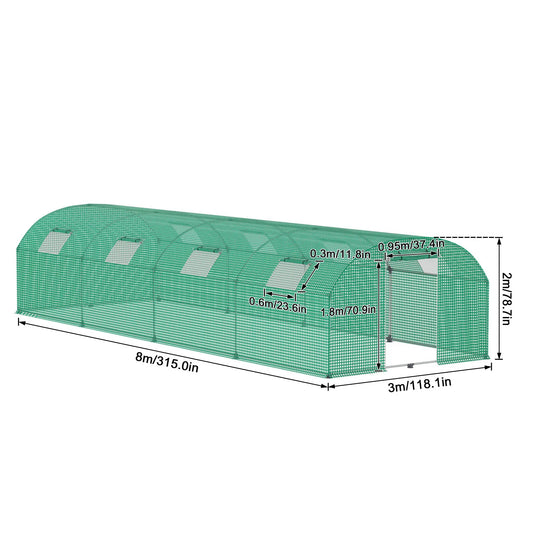 Greenhouse for the Garden, Tomato House with Windows, UV Resistant, with Galvanized Steel Frame and Mosquito Net, Green