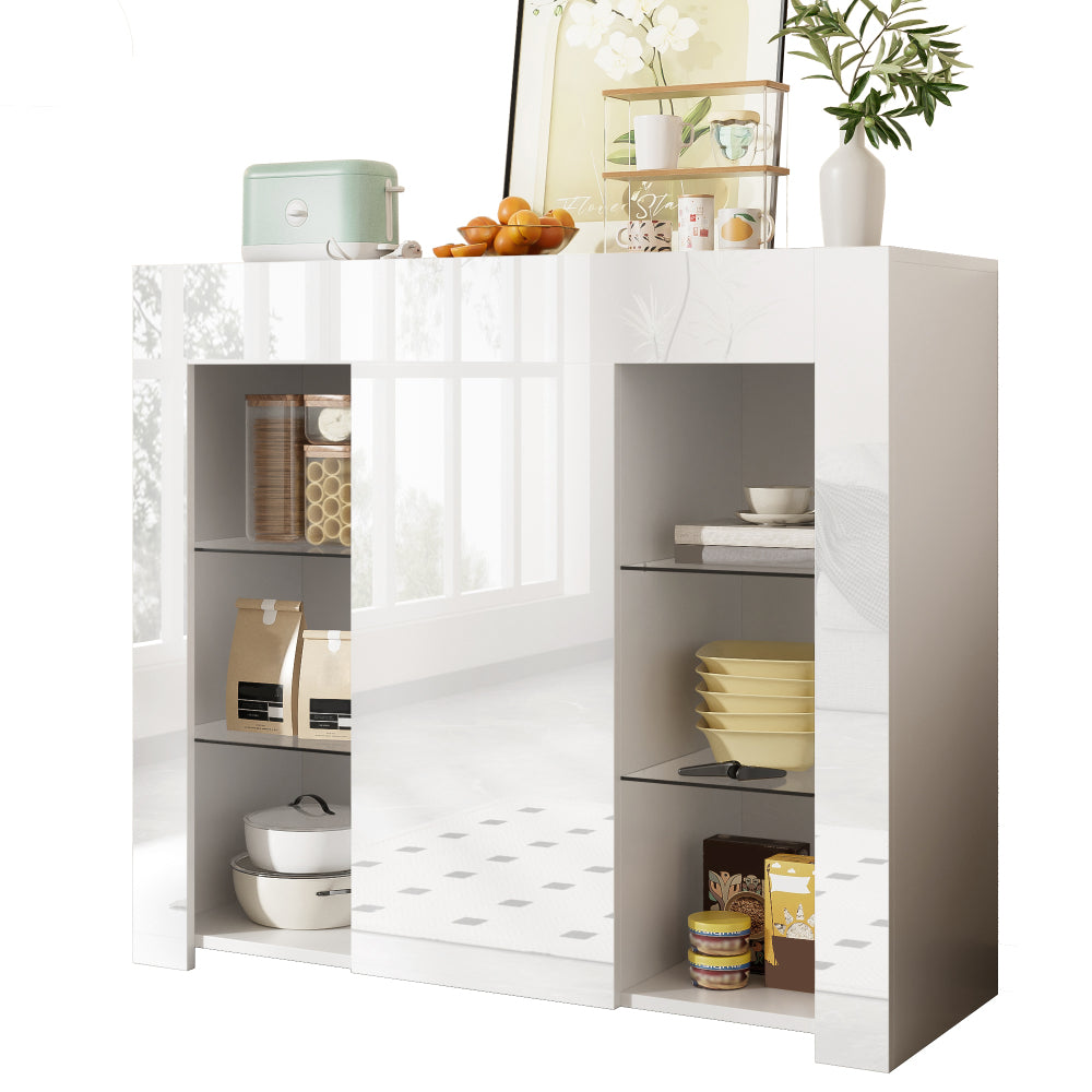 Dressoir – Kast – Sideboard – Opbergkast – Wandmeubel – Wit – Modern Design – Gehard Glas – 95 x 35 x 83 cm