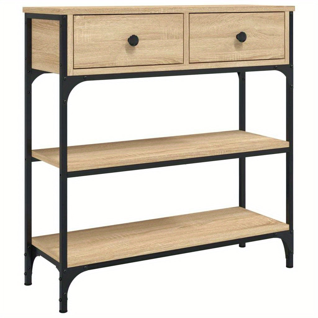 Sidetable – Consoletafel – Wandtafel – Haltafel – Bijzettafel – Sonoma Eiken – MDF En Metaal – Compact Ontwerp Met Opbergruimte