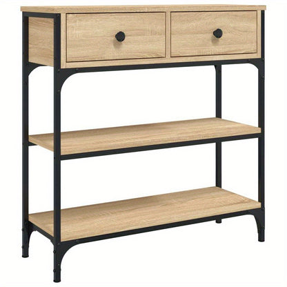 Sidetable – Consoletafel – Wandtafel – Haltafel – Bijzettafel – Sonoma Eiken – MDF En Metaal – Compact Ontwerp Met Opbergruimte
