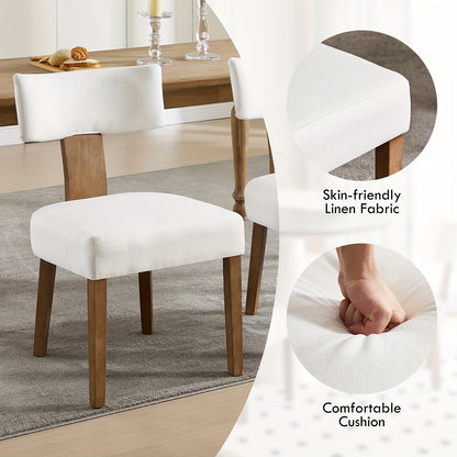 Eetkamerstoel – Stoel – Kuipstoel – Keukenstoel – Armleuningvrij – Donkergrijs – Linnen Bekleding – Massief Houten Frame