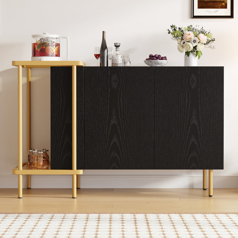 Dressoir – Sideboard – Opbergkast – Ladekast – Kast – Modern Zwart – Glasblad – Kantelbeveiliging – 120x40x77,5 cm
