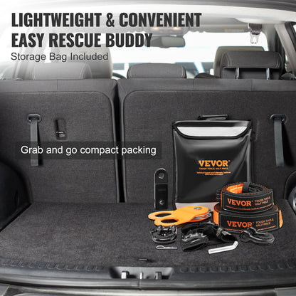 Trekband – Sjorband – Spanband – Sleepband – Off-Road Recovery Kit – Krachtige Polyester Banden 30.000 lb – Roestvrije Stalen D-Ringen 44.092 lb