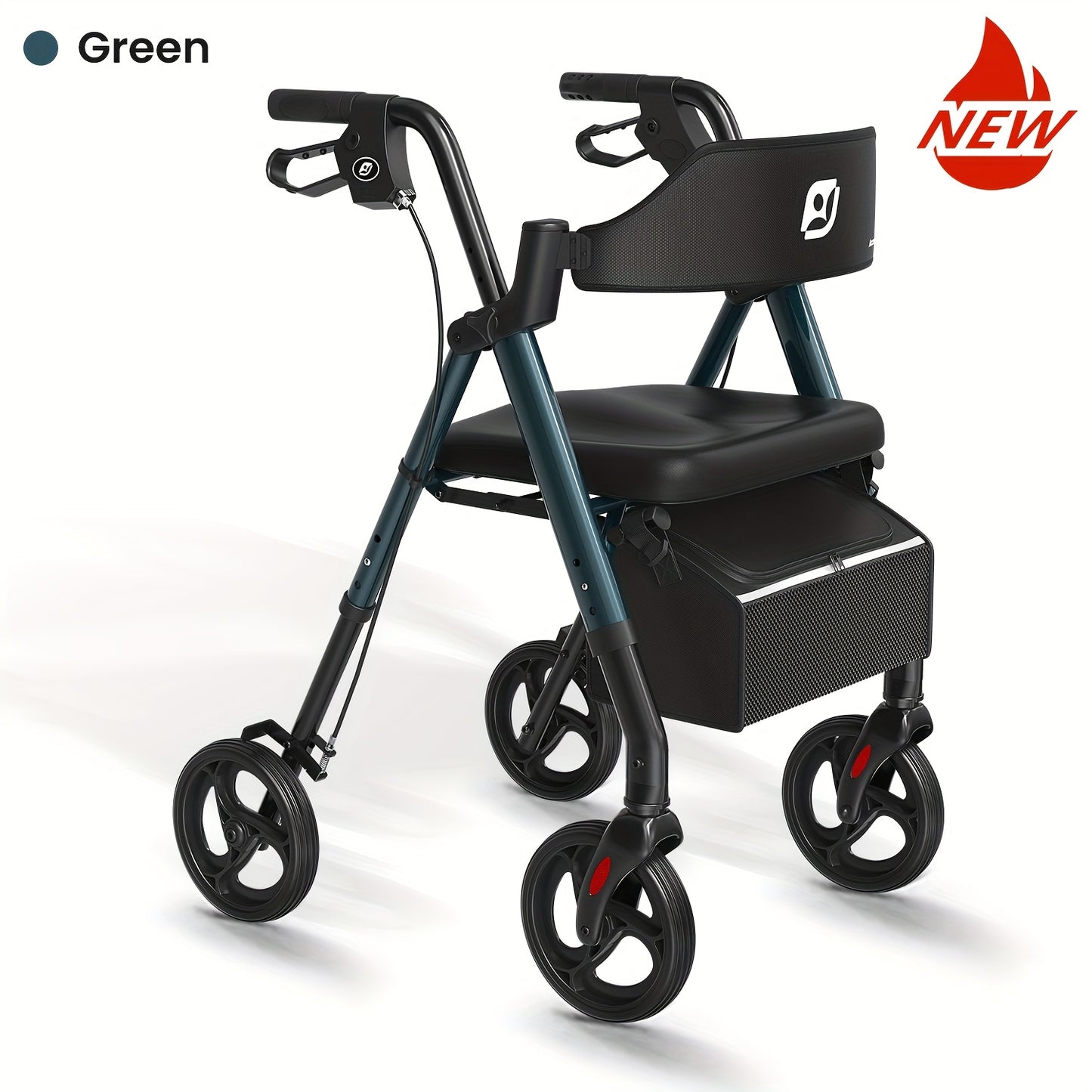 Rollator – Loopwagen – Wandelwagen – Mobiliteitshulpmiddel – Opvouwbare Walker – Duurzaam Aluminium – Grote 20,32 cm Wielen – Ergonomisch Zitje & Rugleuning – Verstelbare Hoogte – Draagvermogen 136 kg