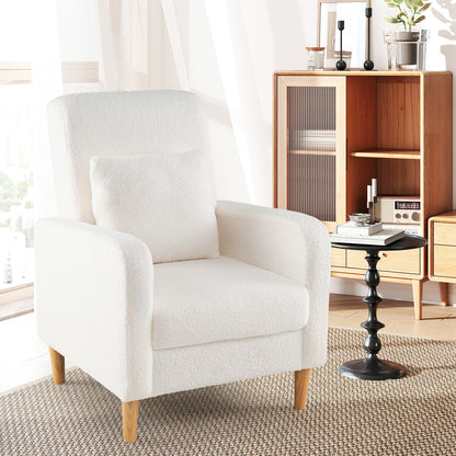 Fauteuil – Accentstoel – Relaxstoel – Loungestoel – Zetel – Teddy Fleece Bekleding – Verstelbaar Lendenkussen – Ergonomische Armleuningen