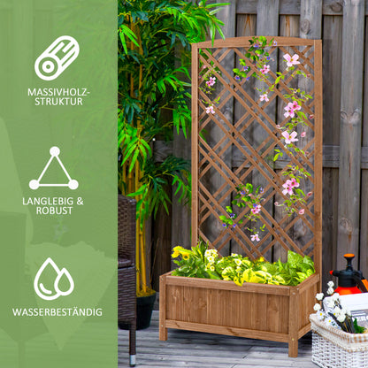Plantenrek – Bloemenstandaard – Plantenbak – Plantentafel – Klimrek – Houten Verhoogde Plantenbak – Geel – 60x30x122,5 cm – Duurzaam Vurenhout
