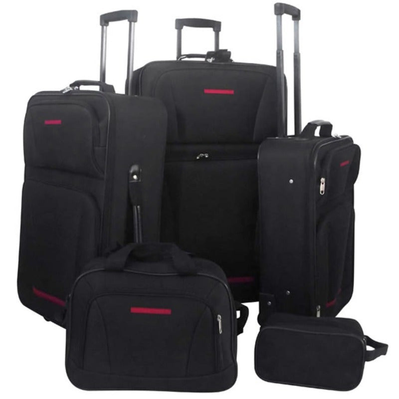 Kofferset – Reiskoffers – Reisbagage – Trolley – Bagage – 5-delig – ABS+PC Hardcase – 360° Spinnerwielen – Zwart