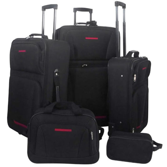 Kofferset – Reiskoffers – Reisbagage – Trolley – Bagage – 5-delig – ABS+PC Hardcase – 360° Spinnerwielen – Zwart