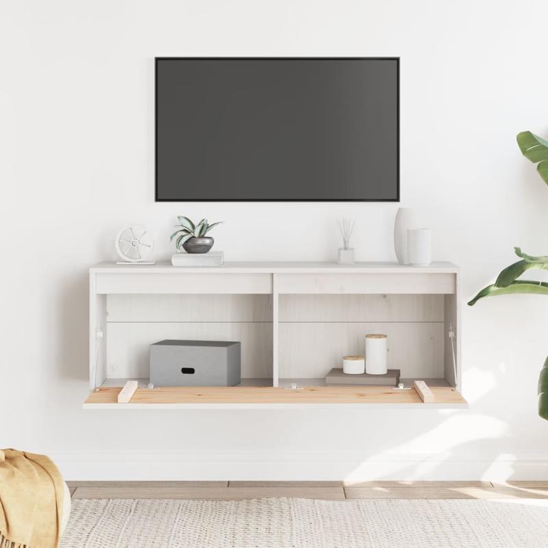 Modern European Style Solid Pine Wood Wall Shelf & Storage Cabinet - White 100x30x35cm, Wall-Mounted Space-Saving Organizer for Living Room, Bedroom, Home Office (Free Shipping), Storage Furniture, Sleek European Design, Smoo