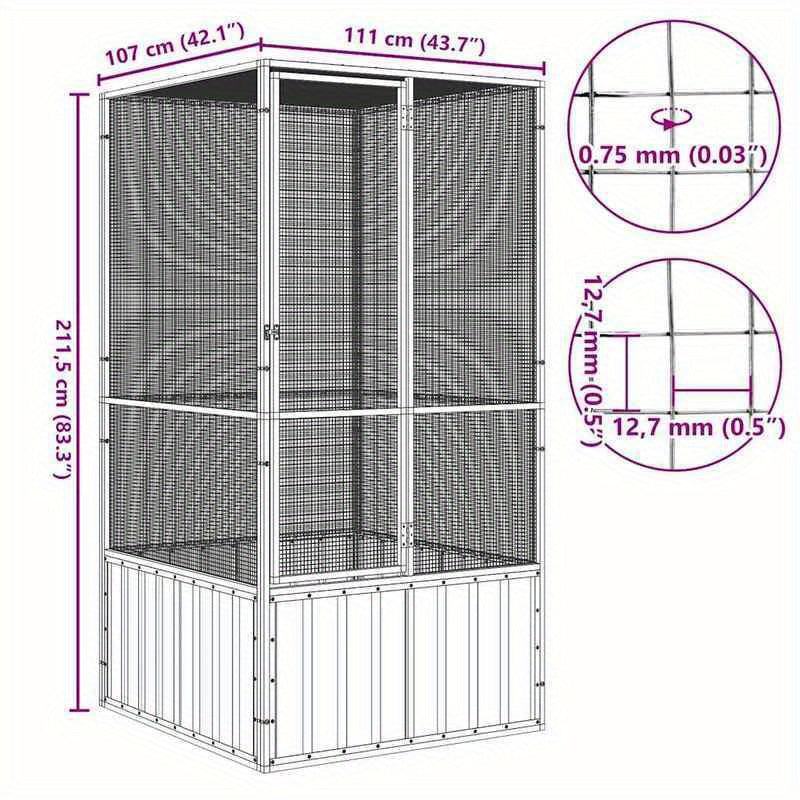 Black Stainless Steel Small Animal Cage - 111x107x211.5cm, Ventilated Mesh Design with Safety Ventilation, Durable Metal Construction for Rabbits, Guinea Pigs, Hamsters & Small Pets, Pet Cage, Pet Habitat, Sturdy Pet Cage, Se