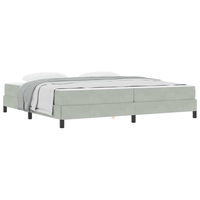 Boxspringbed – Boxspring – Tweepersoonsbed – Slaapbed – Bed – Lichtgrijs Velvet – 200x200 cm – Stevig Frame – Minimalistisch Hoofdbord