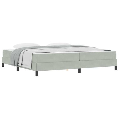 Boxspringbed – Boxspring – Tweepersoonsbed – Slaapbed – Bed – Lichtgrijs Velvet – 200x200 cm – Stevig Frame – Minimalistisch Hoofdbord