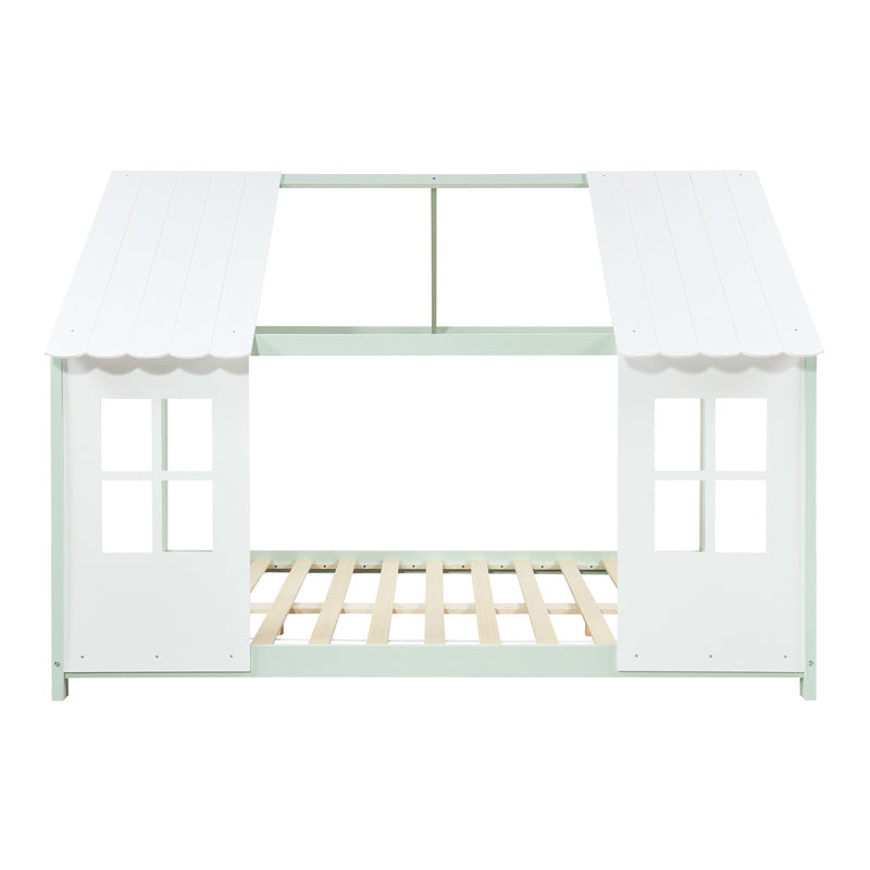 Kinderbed – Huisjesbed – Kinderbedden – Eenpersoonsbed – Speelbed – Massief Hout – Semi-Open Ontwerp – 140x200 cm – Wit