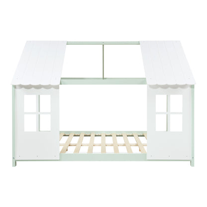 Kinderbed – Huisjesbed – Kinderbedden – Eenpersoonsbed – Speelbed – Massief Hout – Semi-Open Ontwerp – 140x200 cm – Wit