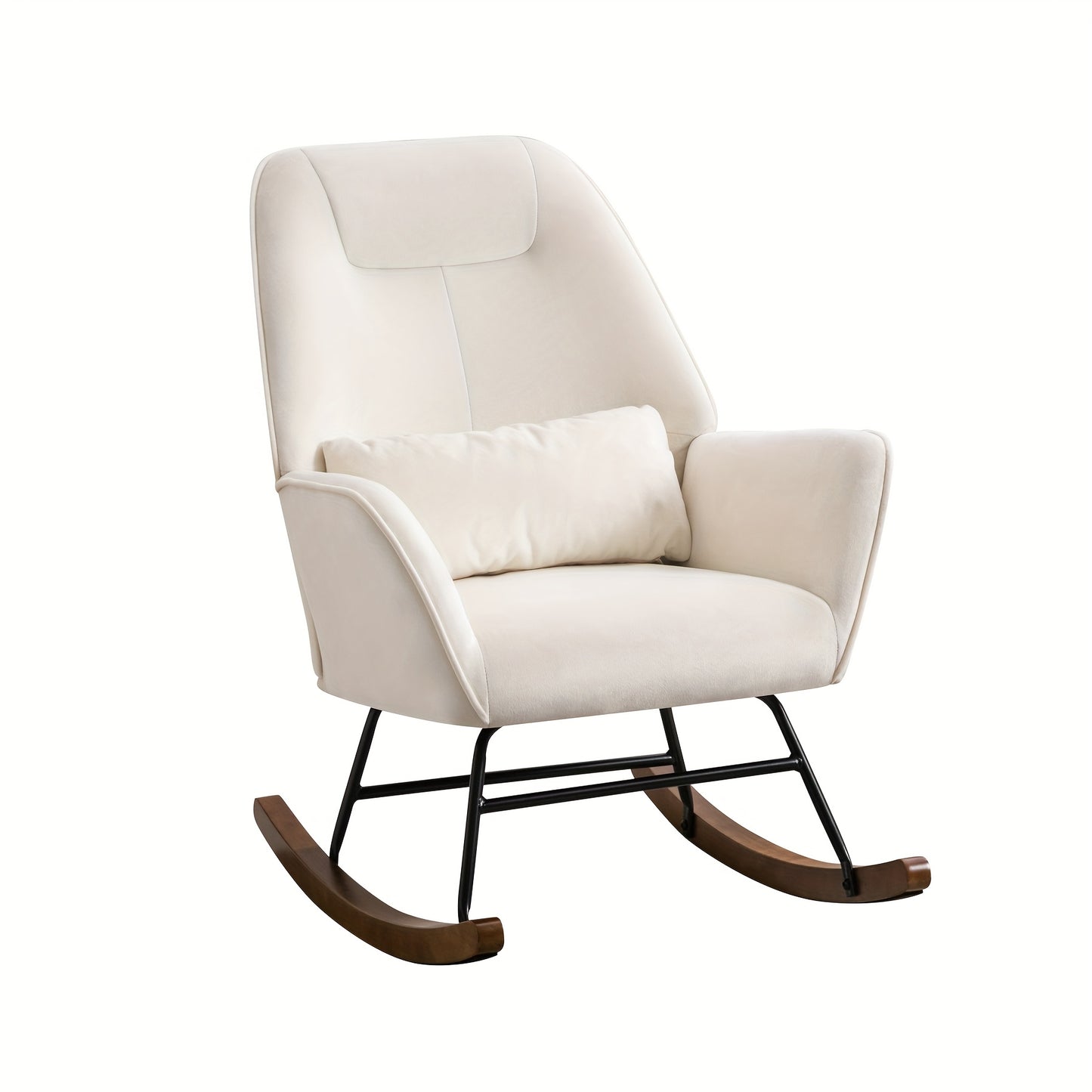 Moderne Schommelstoel – Relaxstoel – Draaifauteuil – Lounge Stoel – Schommelstoel Wit – Ergonomische Hoge Rugleuning – Stevig Metalen Frame