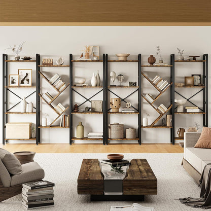 Large Modern 4-Tier Bookshelf with Display Shelf - Heavy-Duty & Metal Frame Bookcase, Freestanding Tall Shelf Unit Suitable for Living Room, Bedroom, Home Office - Assembly, Space-Saving Furniture