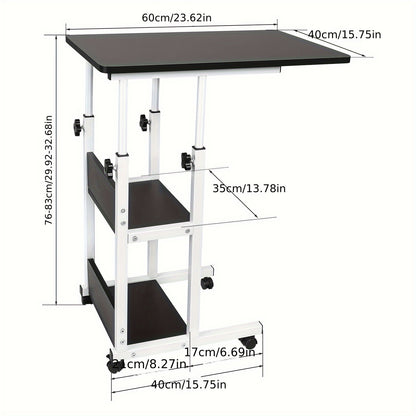 Verstelbare Laptop Tafel – Notebook Tafel – Bureau – Bijzettafel – Computertafel – Hoogte Verstelbaar 76-86,5 cm – Met Opbergrek – Stijlvol Zwart Houten Blad