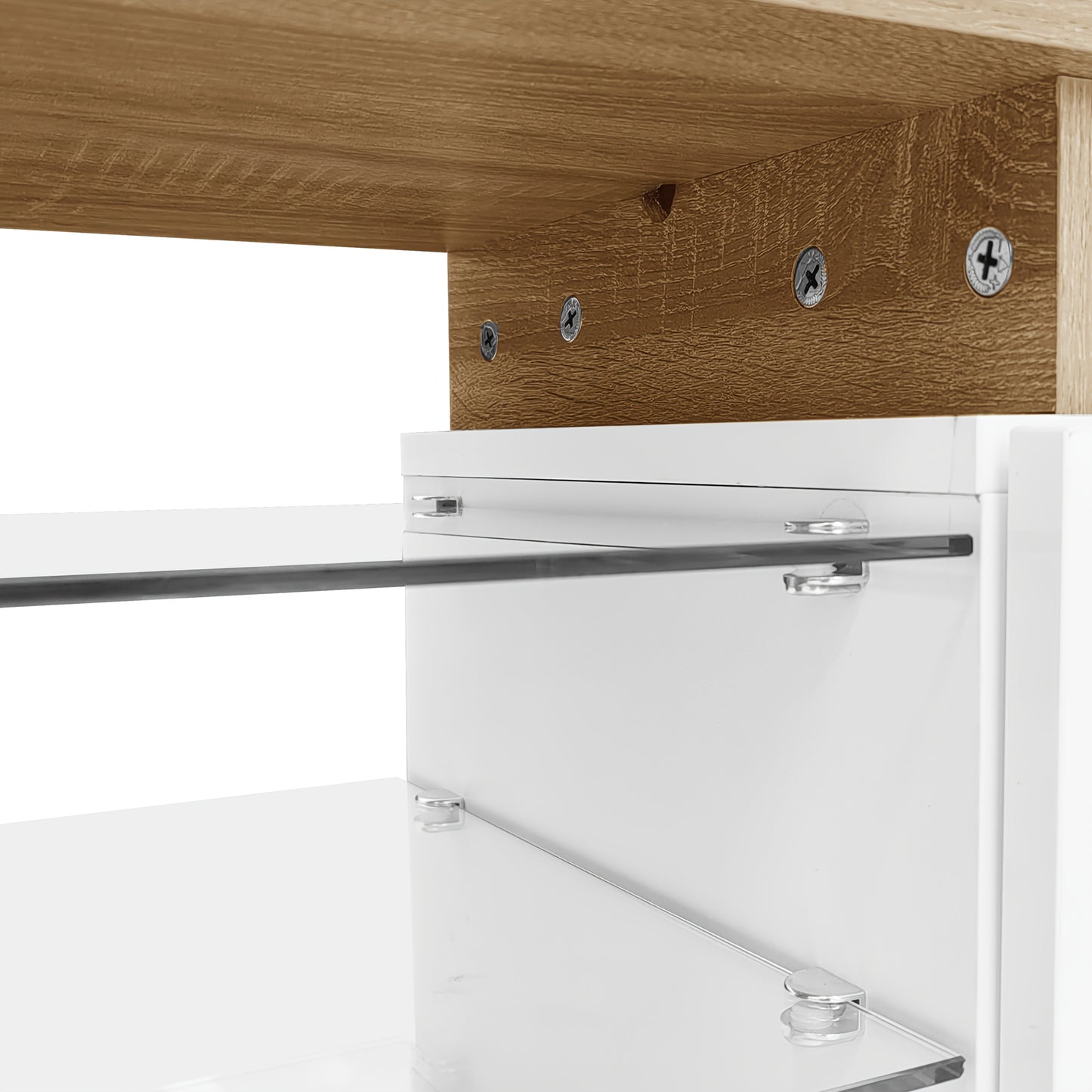 TV Meubel – Tv Kast – Meubel Tv – Tv Dressoir – Tv Unit – Wit Hoogglans – Glazen Legplanken – Ruime Opbergruimte