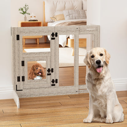 Hondenhek – Hondenhekje – Traphekje – Veiligheidshek – Dierenhek – Verstelbaar 77-100 cm Breed – 80 cm Hoog – Fiberboard Stevig Materiaal