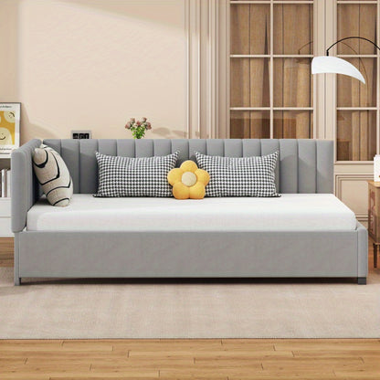 Bedbank – Slaapbank – Logeerbed – Sofa Bed – Bedmeubel – Velourse stof – Lattenbodem – 90x200 cm – Multifunctioneel design