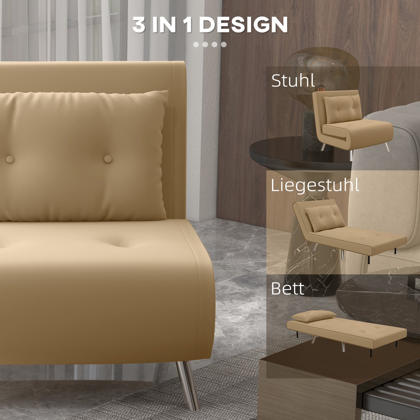 Armchair, Folding Chair with Bed Function, Single Sofa with Cushion, Guest Bed, Upholstered Sofa with Velvet Look, for Living Room, Bedroom, Blue, 77 X 88 X 83 Cm