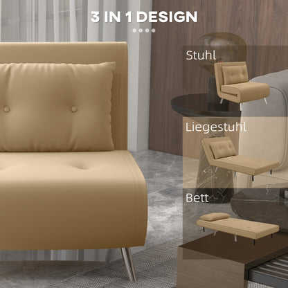 Armchair, Folding Chair with Bed Function, Single Sofa with Cushion, Guest Bed, Upholstered Sofa with Velvet Look, for Living Room, Bedroom, Blue, 77 X 88 X 83 Cm