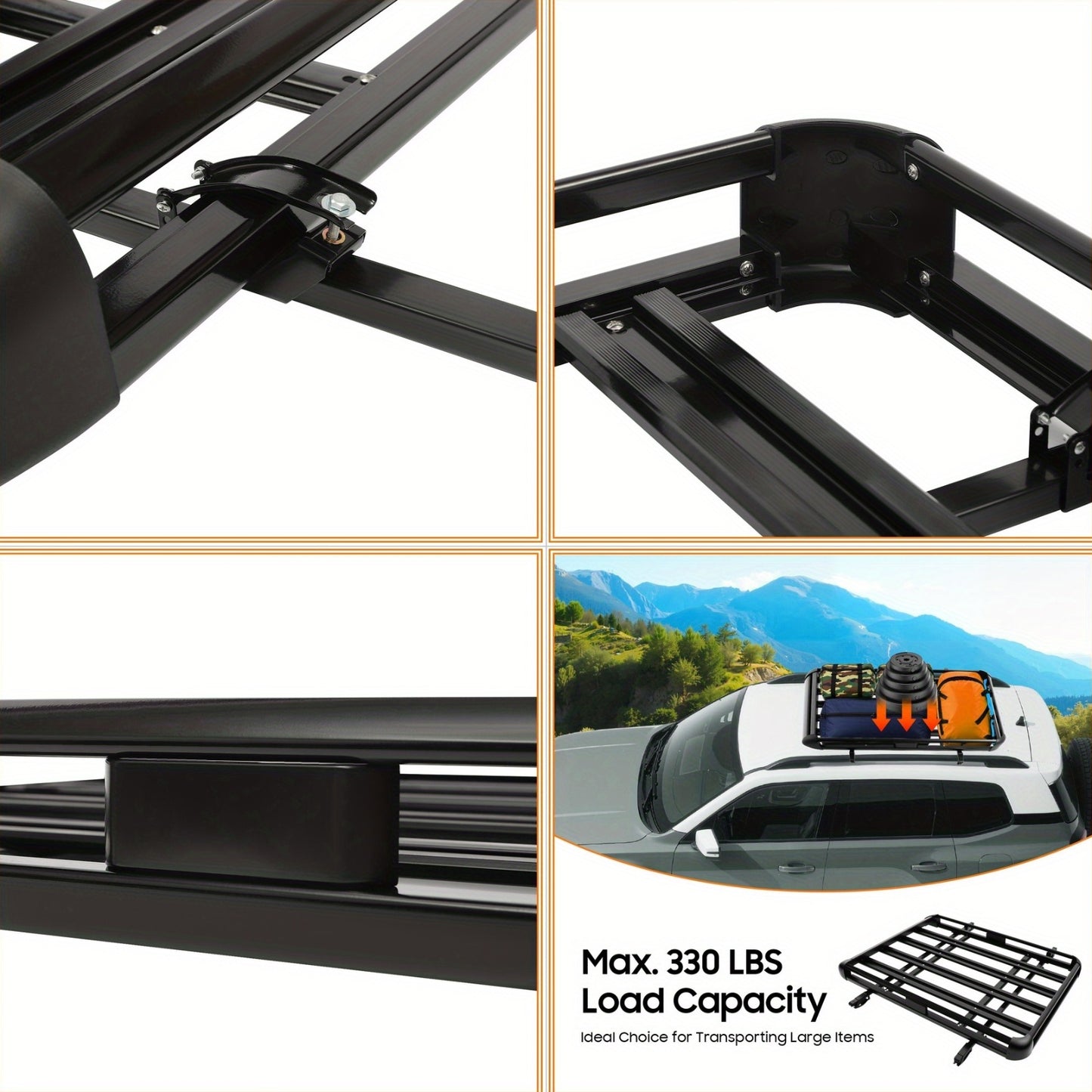Dakkofferdrager – Dakdrager – Dakraildrager – Autodakdrager – Bagagedrager – Verstelbaar 100-135 cm – Maximaal 150 kg Draagvermogen – Aluminium & IJzer