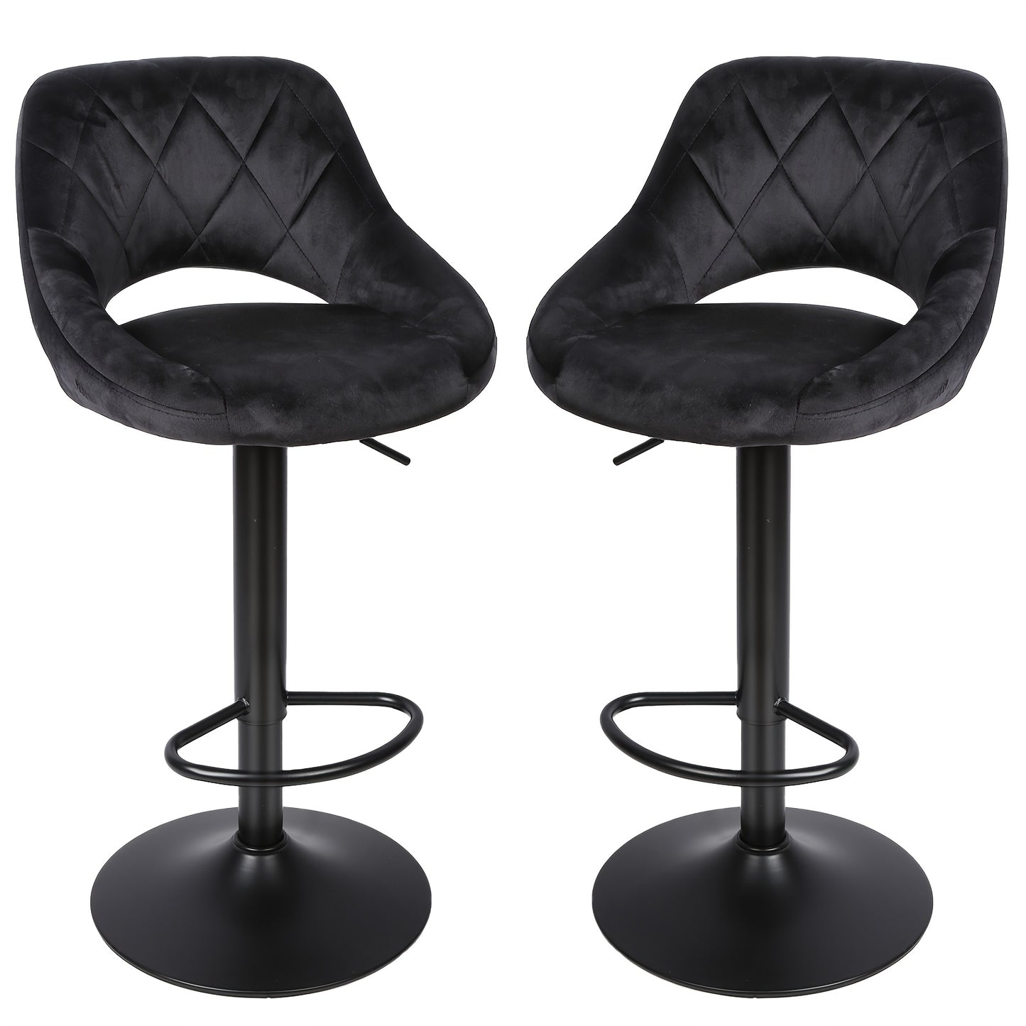 Velvet Barkrukken – Barkrukken Set – Keukenstoelen – Barstoelen – Verstelbare Barkrukken – Verstelbare Zithoogte 55-75 cm – Robuuste Zwarte Metalen Poten 150 kg Draagkracht