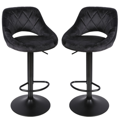 Velvet Barkrukken – Barkrukken Set – Keukenstoelen – Barstoelen – Verstelbare Barkrukken – Verstelbare Zithoogte 55-75 cm – Robuuste Zwarte Metalen Poten 150 kg Draagkracht