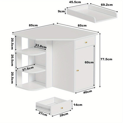 Slaapkamerkast – Dressoir – Opbergkast – Ladekast – Witte Hoekkast – Houten Constructie – 85x85x86,5 cm – Multifunctioneel Opberger