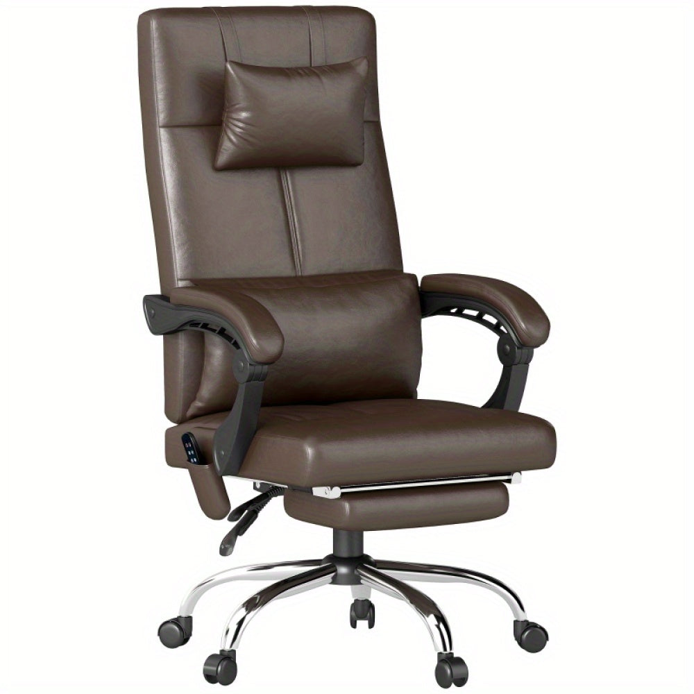 Bureaustoel – Bureaustoelen – Kantoorstoel – Bureauzetel – Ergonomische Stoel – Verstelbaar – Met Voetensteun – Met Metaalframe – Koffiebruin – Comfortabel Ergonomisch Design