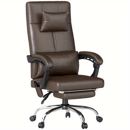 Bureaustoel – Bureaustoelen – Kantoorstoel – Bureauzetel – Ergonomische Stoel – Verstelbaar – Met Voetensteun – Met Metaalframe – Koffiebruin – Comfortabel Ergonomisch Design