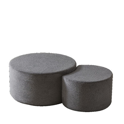 2-delige Ronde Salontafelset – Poef – Hocker – Bladtafel – Foamed Kruk – Modern Woonkamer Meubel – Gevuld Kussen – Geen Montage Nodig