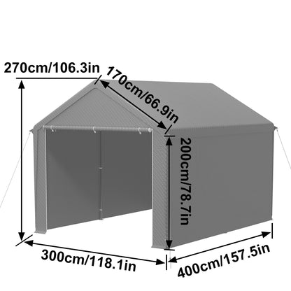 Opvouwbare Opslagtent – Tuinkantoor – Garage Tent – Feesttent – Buitenschuur – 4x6 Meter – Stevig Gegalvaniseerd Staal – Rolluiken Met Rits