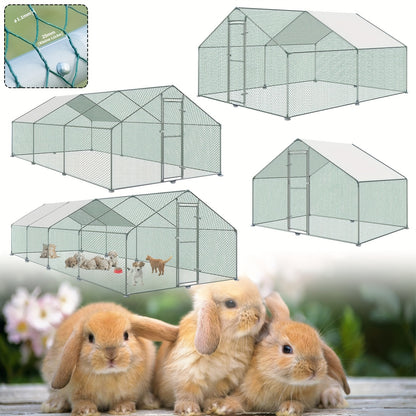 Buitenren Kippenren Vogelnest Dierenren Kippenhok – 3x6x2m Variant – Gegalvaniseerd Stalen Frame – PVC Gaas Met Zonnescherm