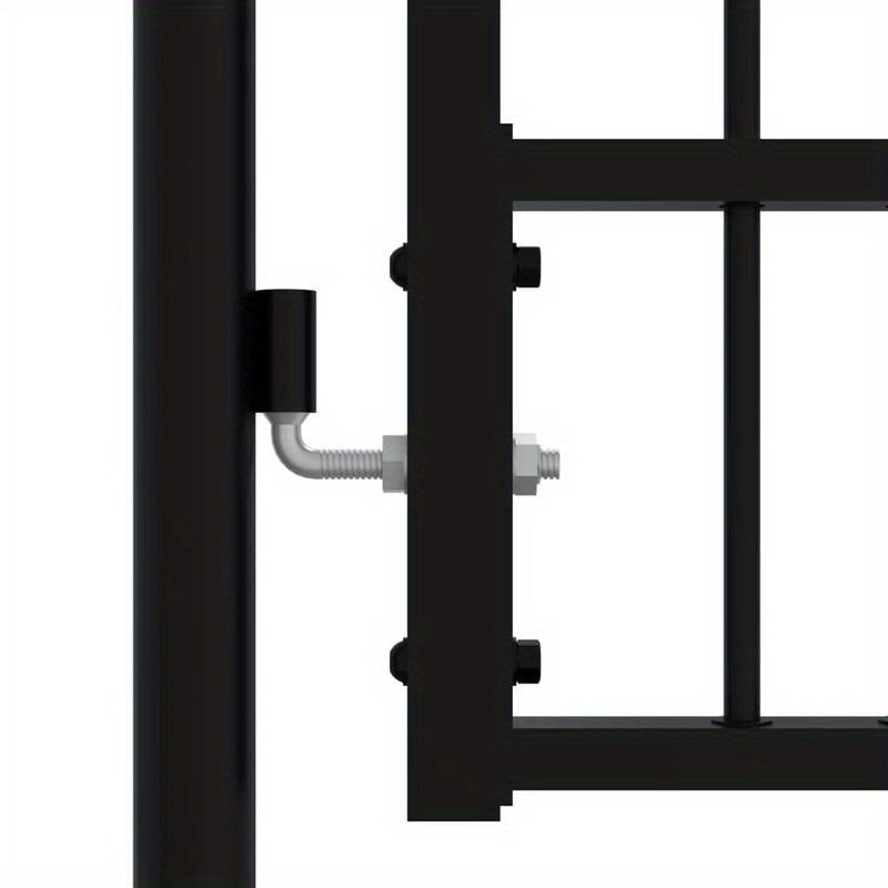 Poort Met Latten – Tuinpoort – Metalen Poort – Hekwerk – Looppoort – Zwart Gepoedercoat Staal – Weerbestendig – 305x120 cm