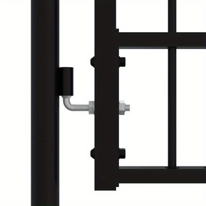 Poort Met Latten – Tuinpoort – Metalen Poort – Hekwerk – Looppoort – Zwart Gepoedercoat Staal – Weerbestendig – 305x120 cm