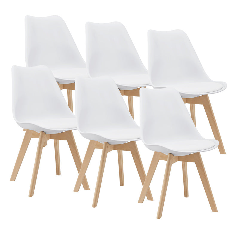 Eetkamerstoel – Stoel – Kuipstoel – Keukenstoel – Woonkamerstoel – Set Van 6 – PU Kunstleer Bekleding – Stevig Houten Frame 81x49 cm