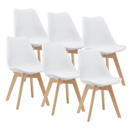 Eetkamerstoel – Stoel – Kuipstoel – Keukenstoel – Woonkamerstoel – Set Van 6 – PU Kunstleer Bekleding – Stevig Houten Frame 81x49 cm
