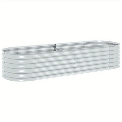 Raised Planter Box 240X80X44 Cm Galvanized Steel Silver