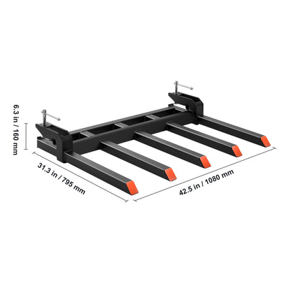 Debris Forks – Vorken – Takkenvork – Tractorvork – Afvalvork – 48 Inch – Maximale Draagkracht 1180 kg – Anti-Roest Coating
