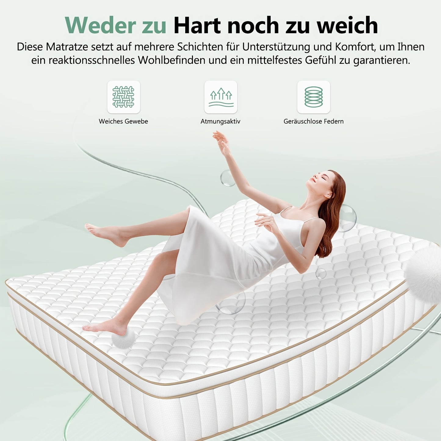 7-Zone Pocketvering Matras – Pocketveer Matras – 7 Zones Matras – Ergonomische Matras – Stevige Matras – H3 Stevigheid – Afneembare Wasbare Hoes – 22 of 25 cm Dikte